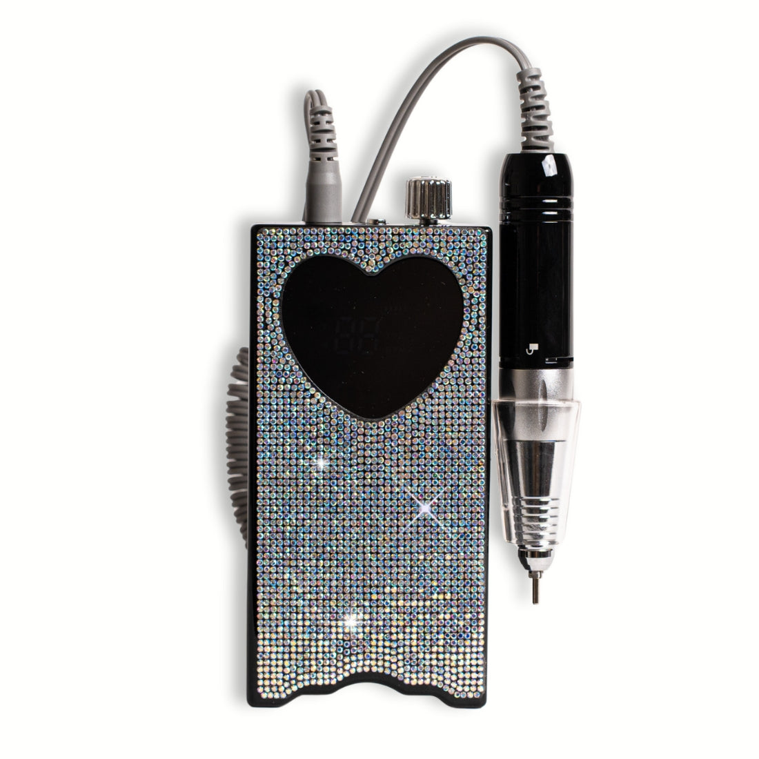35K RPM rechargeable nail drill with AB crystals and heart detail