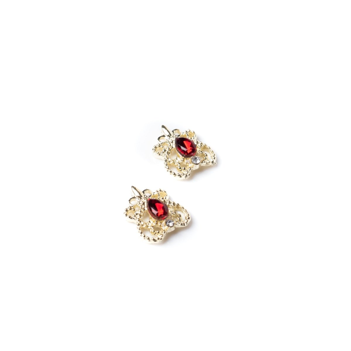 Charms w/ Red Stone | Gold - Hey Beautiful Nail Supplies