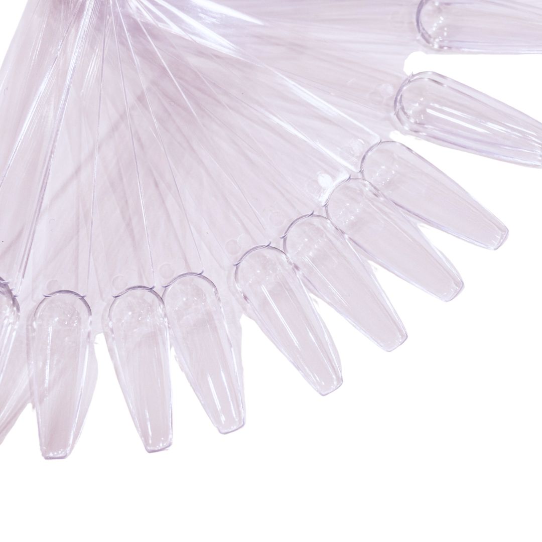 Coffin Clear Nail Swatch Sticks 50pcs - Hey Beautiful Nail Supplies