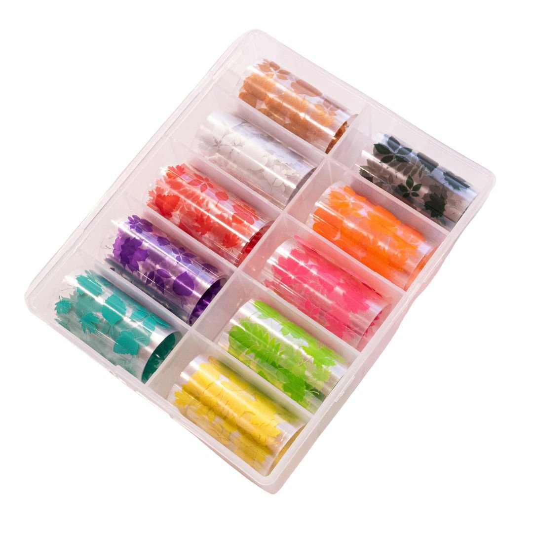 Colorful Fall leafs Nail Foil Sticker - Hey Beautiful Nail Supplies