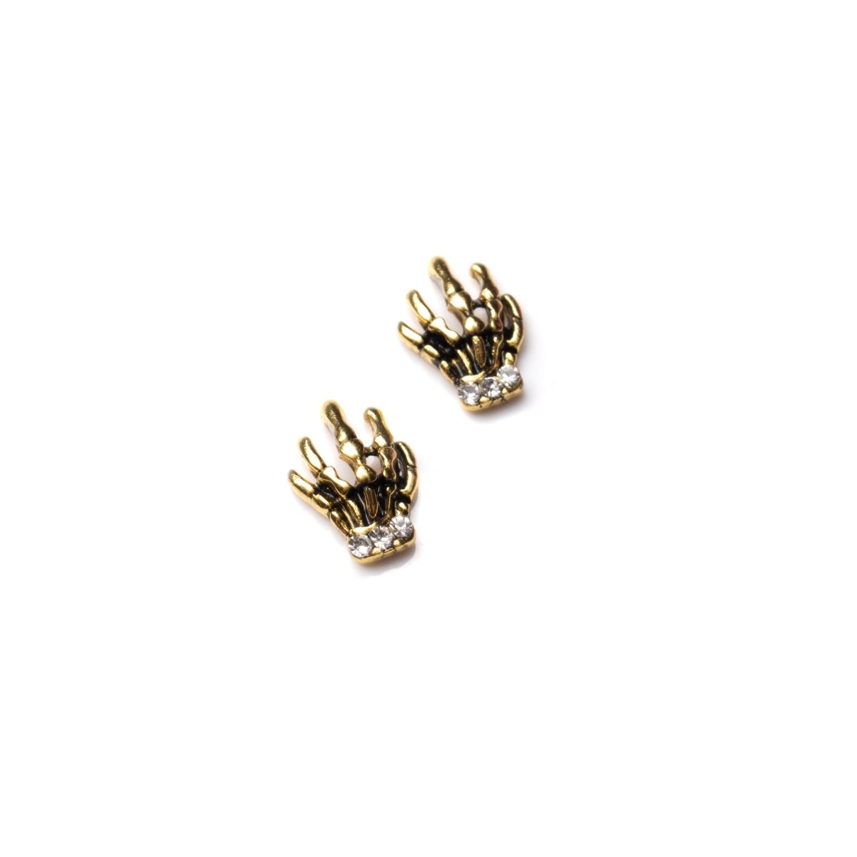 Gold Hand Skulls Charms | 2pcs - Hey Beautiful Nail Supplies