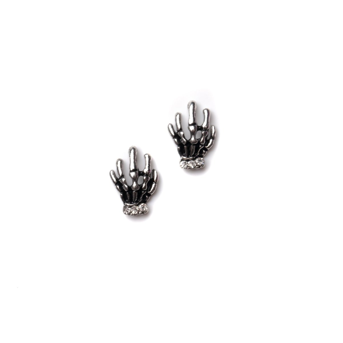 Silver Hand Skulls Charms | 2pcs - Hey Beautiful Nail Supplies