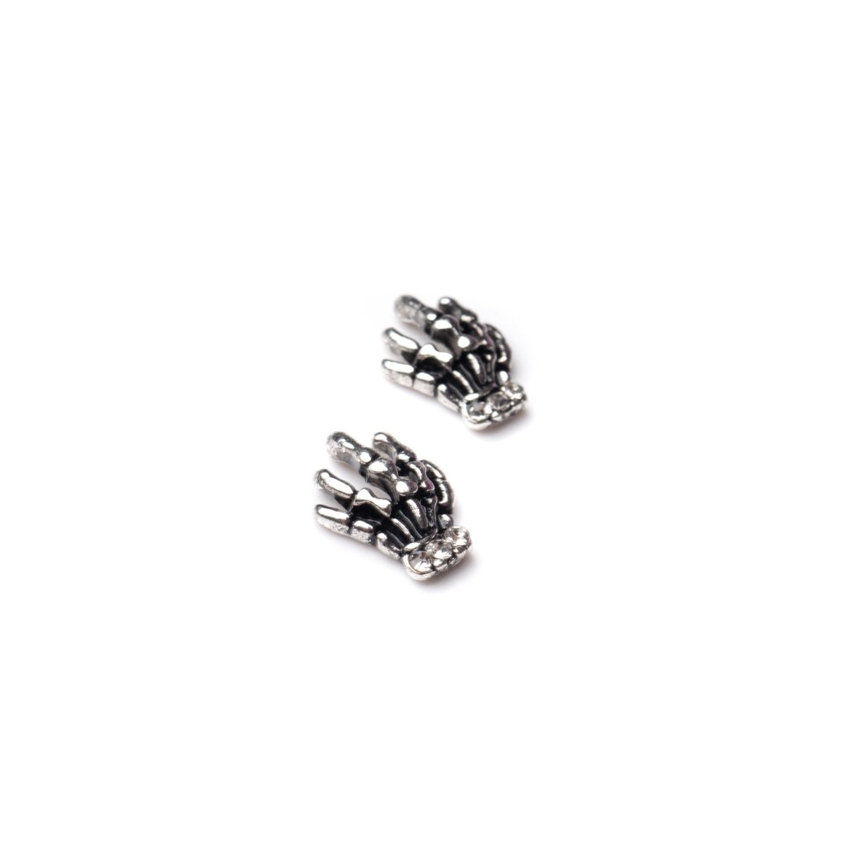 Silver Hand Skulls Charms | 2pcs - Hey Beautiful Nail Supplies