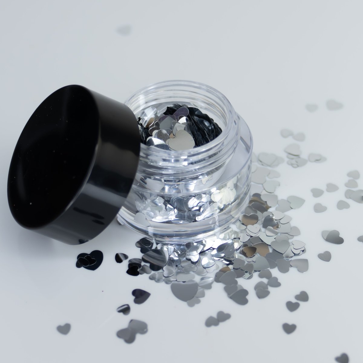 Silver Hearts (2) - Hey Beautiful Nail Supplies