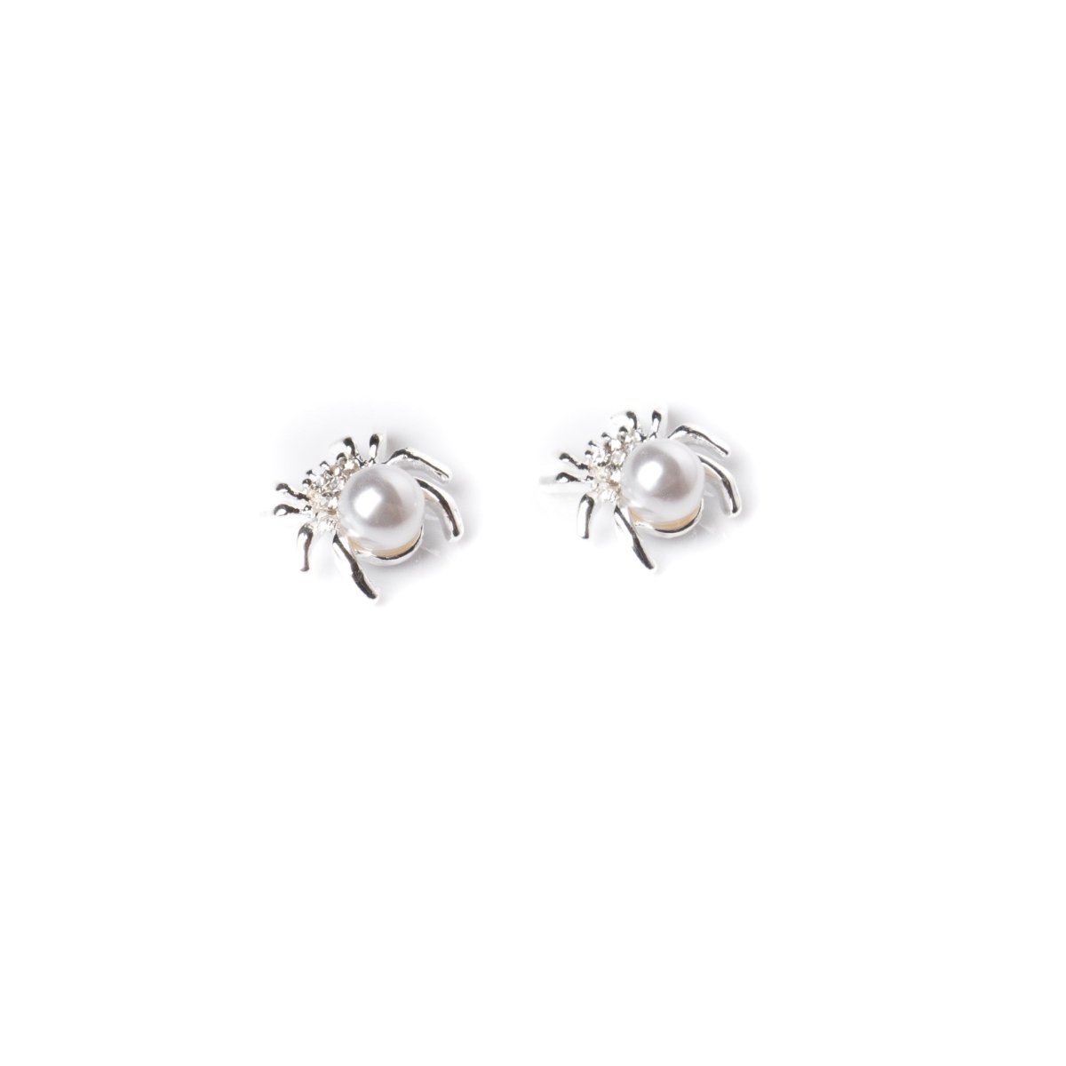 Silver W/ White Pearl Spider Charm - Hey Beautiful Nail Supplies