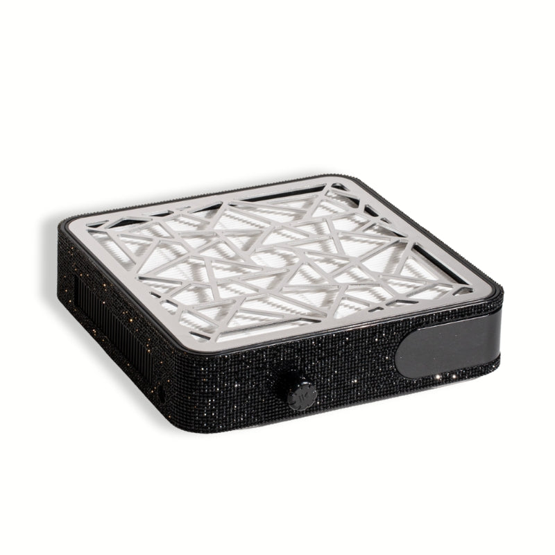 Luxury black nail dust collector with geometric filter design