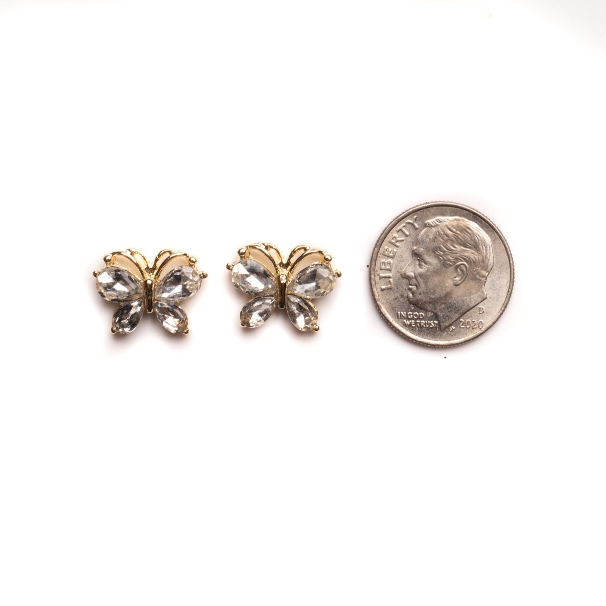 Charms | Butterfly w/ Crystal - Hey Beautiful Nail Supplies