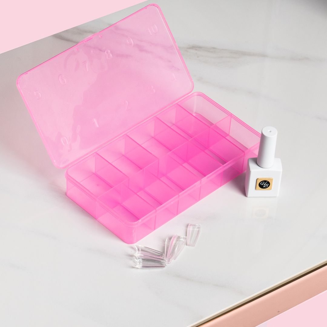 Empty Nail Tip Container | Pink - Hey Beautiful Nail Supplies